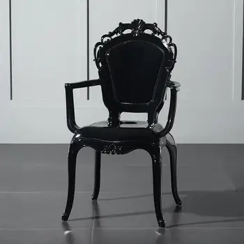 Скандинавский стул с Опорой для спинки, Черный Подлокотник, Дизайнерские стулья для взрослых, Мебель для гостиной из акрила, Товары для дома