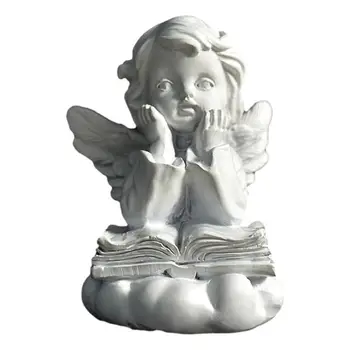 Статуя ангела для чтения, Очаровательная скульптура, Мемориальный ангел с крыльями для украшения дома и сада внутри и снаружи