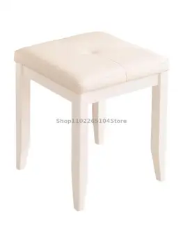 Туалетный табурет стул для макияжа Спальня из массива дерева современный простой белый комод стул Скандинавский бытовой мягкий стул для макияжа
