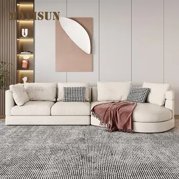 Угловой диван из ткани с изогнутой скандинавской технологией, простой современный легкий Роскошный дизайнерский диван для гостиной L-образной формы, раскладной диван-шезлонг