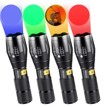 Ультраяркий перезаряжаемый фонарик с регулируемым фокусом, прожектор, белый, красный, зеленый, синий, желтый, заливающий свет для фотографий на закате
