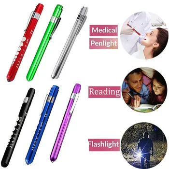 Фонарик Карманный фонарик-ручка для медсестер, медицинская ручка для учеников с подсветкой для врачей, Многоразовый зажим для измерения показаний фонарика
