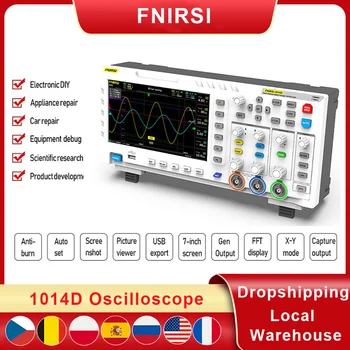 Цифровой осциллограф FNIRSI-1014D 2в1 Двухканальный Генератор входного сигнала с полосой пропускания 100 МГц * 2 Для Хранения осциллографа с ЖК-дисплеем