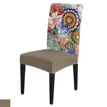 Чехлы для обеденных стульев с цветком Богемной Мандалы из эластичного спандекса, чехол для сиденья для свадебной кухни, банкета, вечеринки