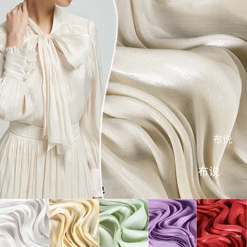 Япония импортировала Водно-легкую ткань с плиссированной текстурой, Глянцевый блеск, ивовый креп, ткани для дизайна рубашечных платьев.